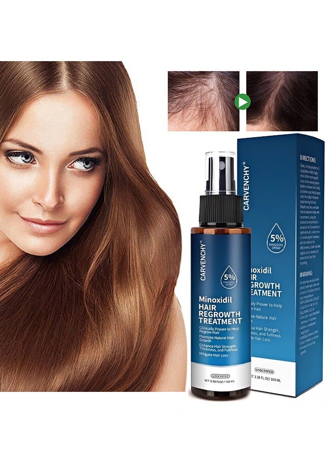 CARVENCHY Minoxidil Hair Regrowth Treatment,Hair Growth Serum 5% Minoxidil for Men and Women,Hair Regrowth Treatment for Stronger Thicker Longer Hair - With Biotin - Help to Stop Thinning and Loss Hair 3.38fl.oz/100ml - Image 1